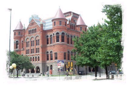 The Old Red County Courthouse, built in 1892 and  beautifully restored, is located in downtown Dallas  adjacent to the JFK Memorial and Dealey Plaza, across the street from John Neely Bryans cabin and just a block from The Sixth Floor Museum.